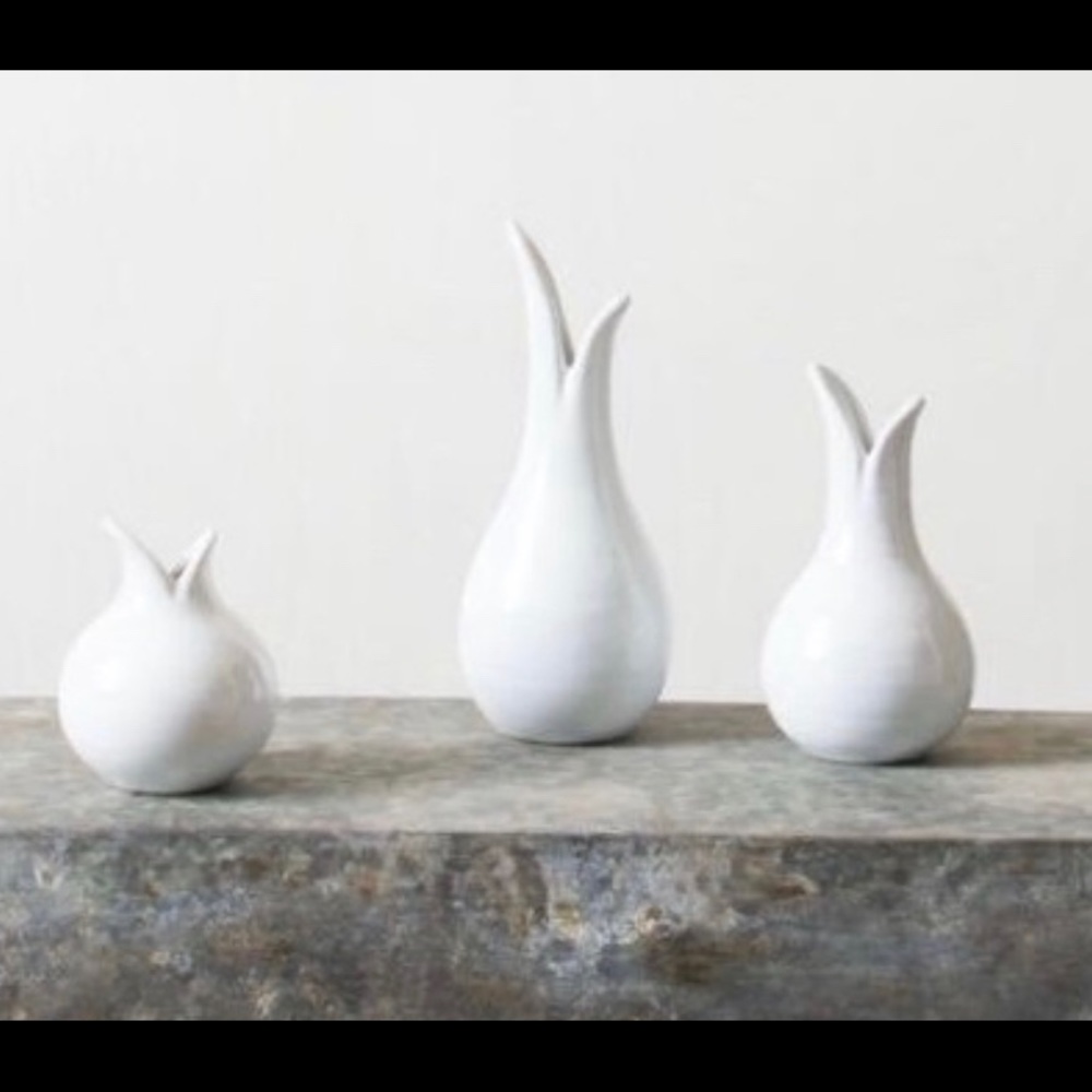3 white vases from Magnolia Market